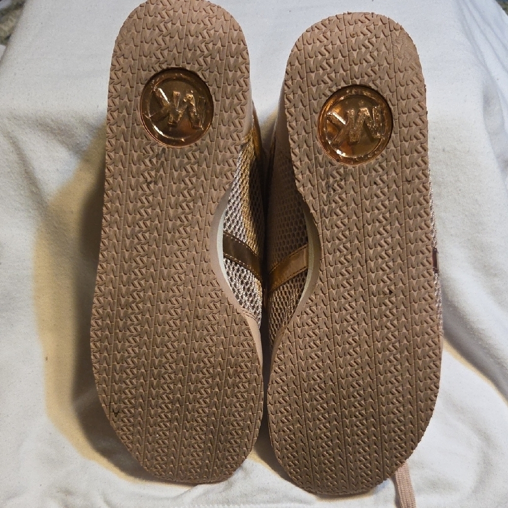Michael Kors Women's Tan Sneakers with Gold Accents - Picture 4 of 6